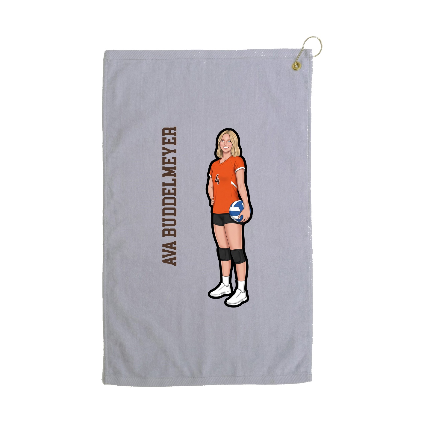Golf Towel — Name Vertical in Grey