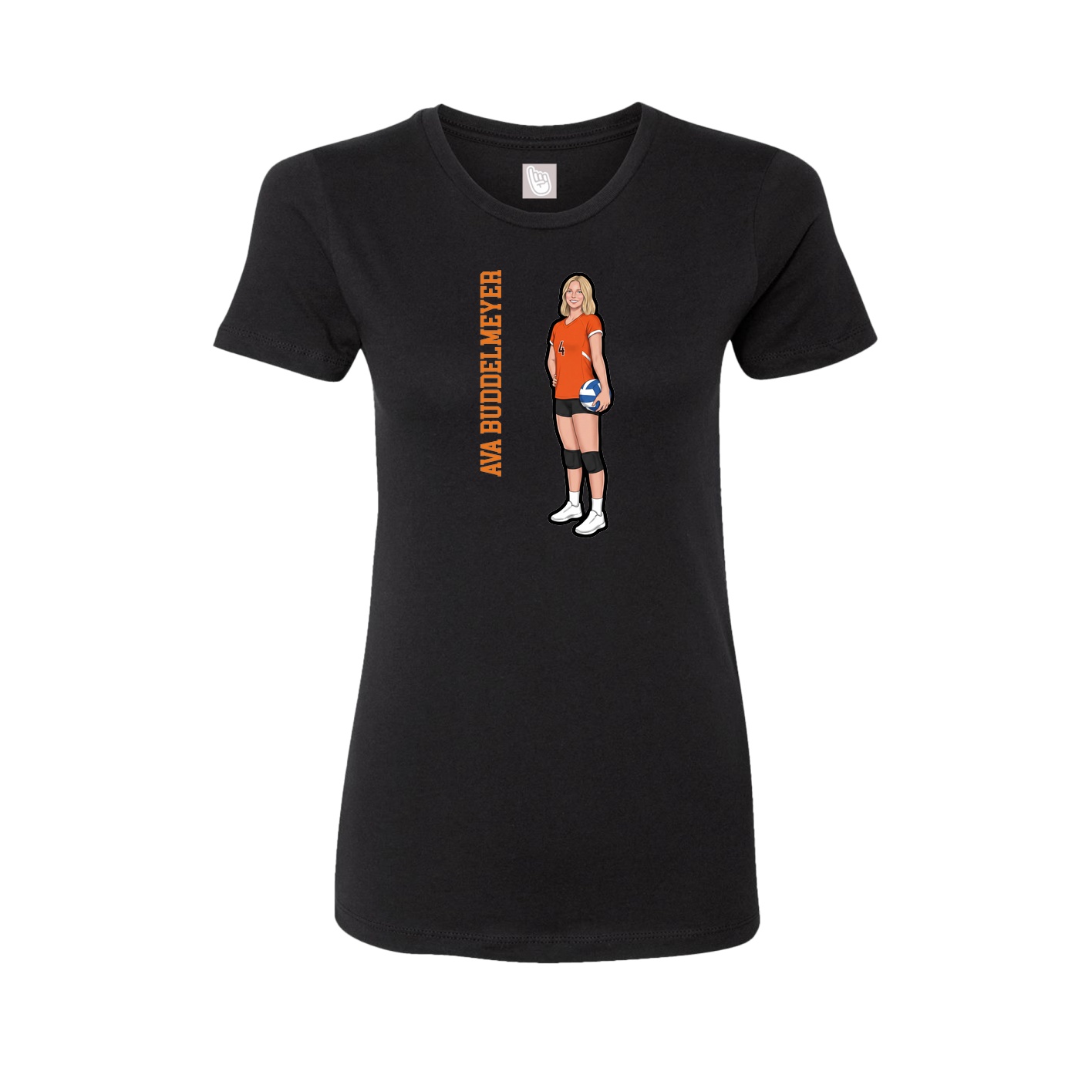 Fitted Women's Tee — Name Vertical in Black