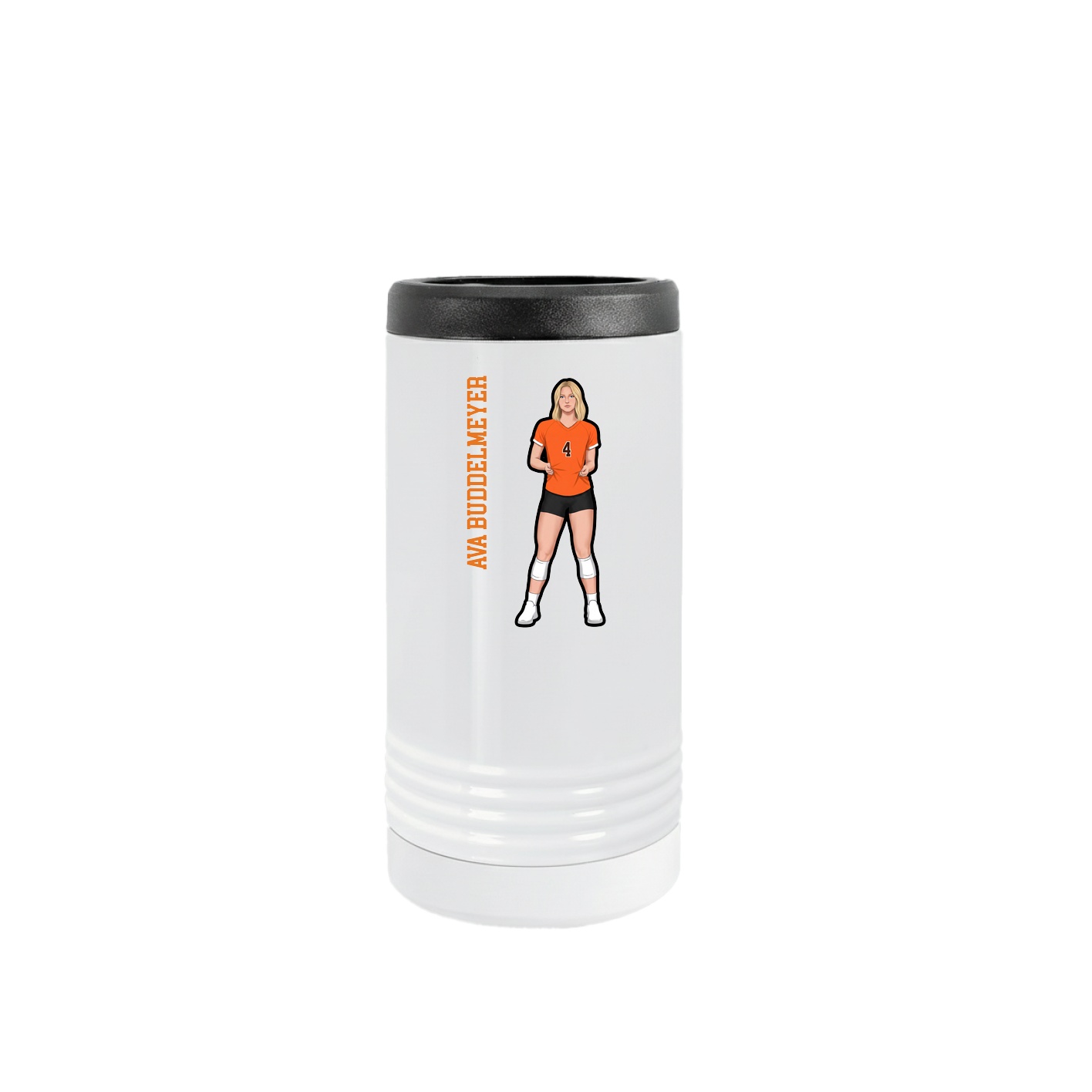 Slim Beverage Holder — Name Vertical in White