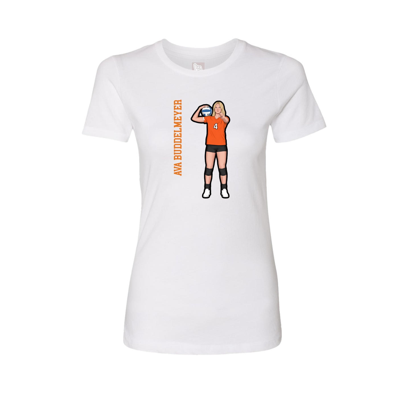 Fitted Women's Tee — Name Vertical in White