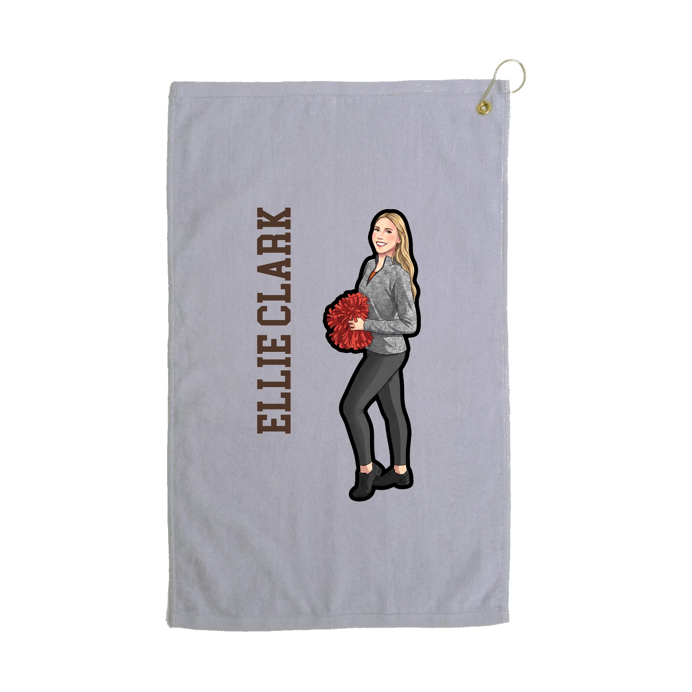Golf Towel — Name Vertical in Grey