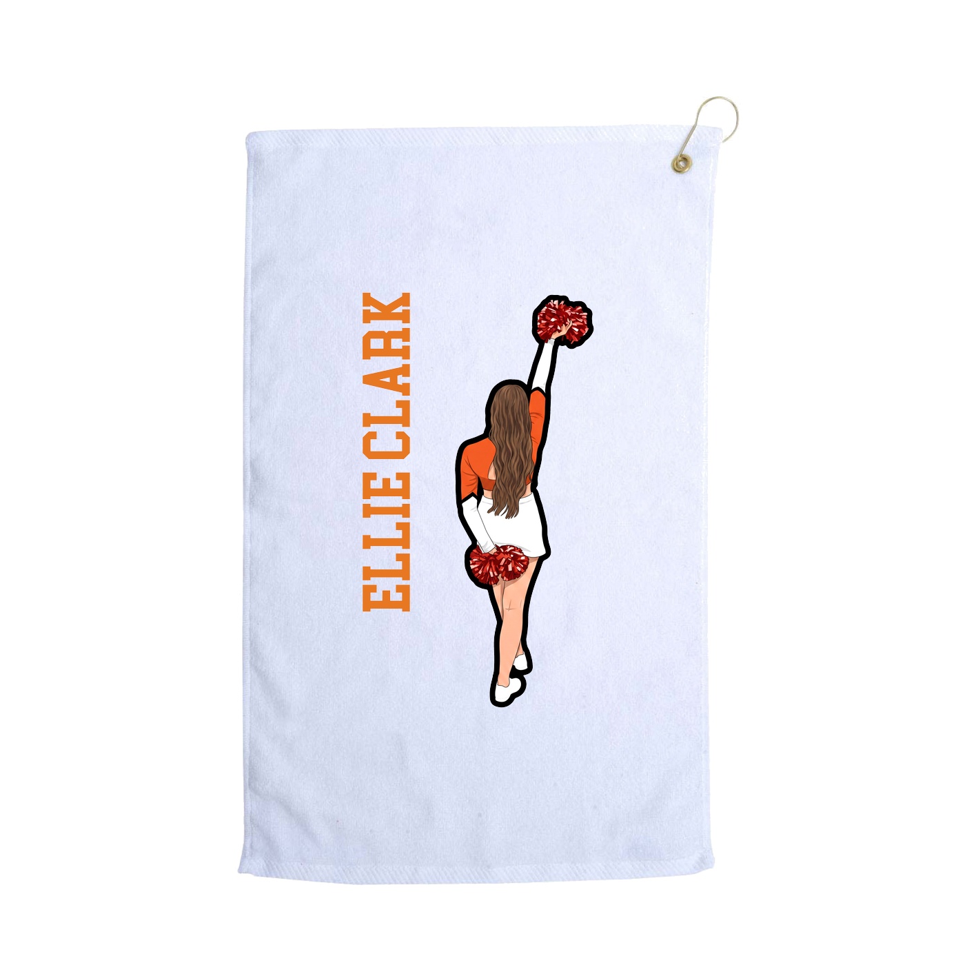 Golf Towel — Name Vertical in White