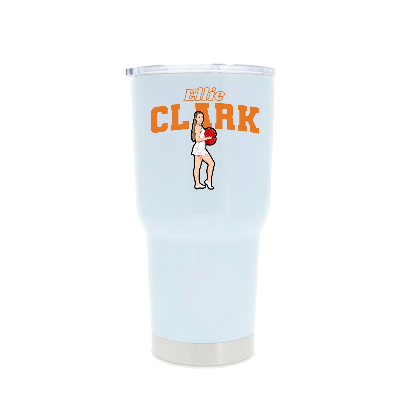30oz Stainless Steel Tumbler — Name Arch in White