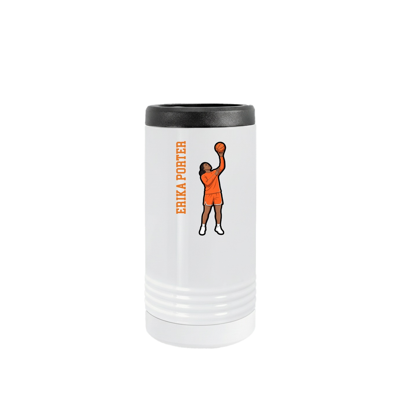 Slim Beverage Holder — Name Vertical in White