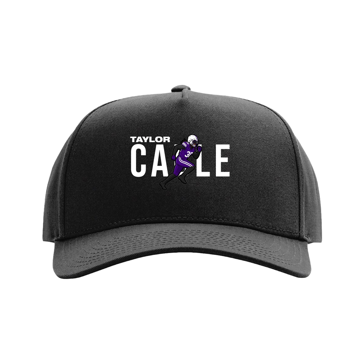 Full Fabric Five-Panel Champ Cap — Player Name in Black