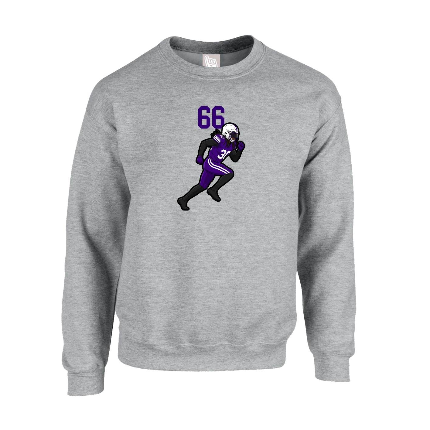 Fleece Crew — Number Top in Grey