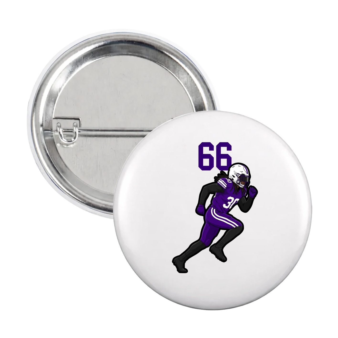 Game Day Button — Number Top in White