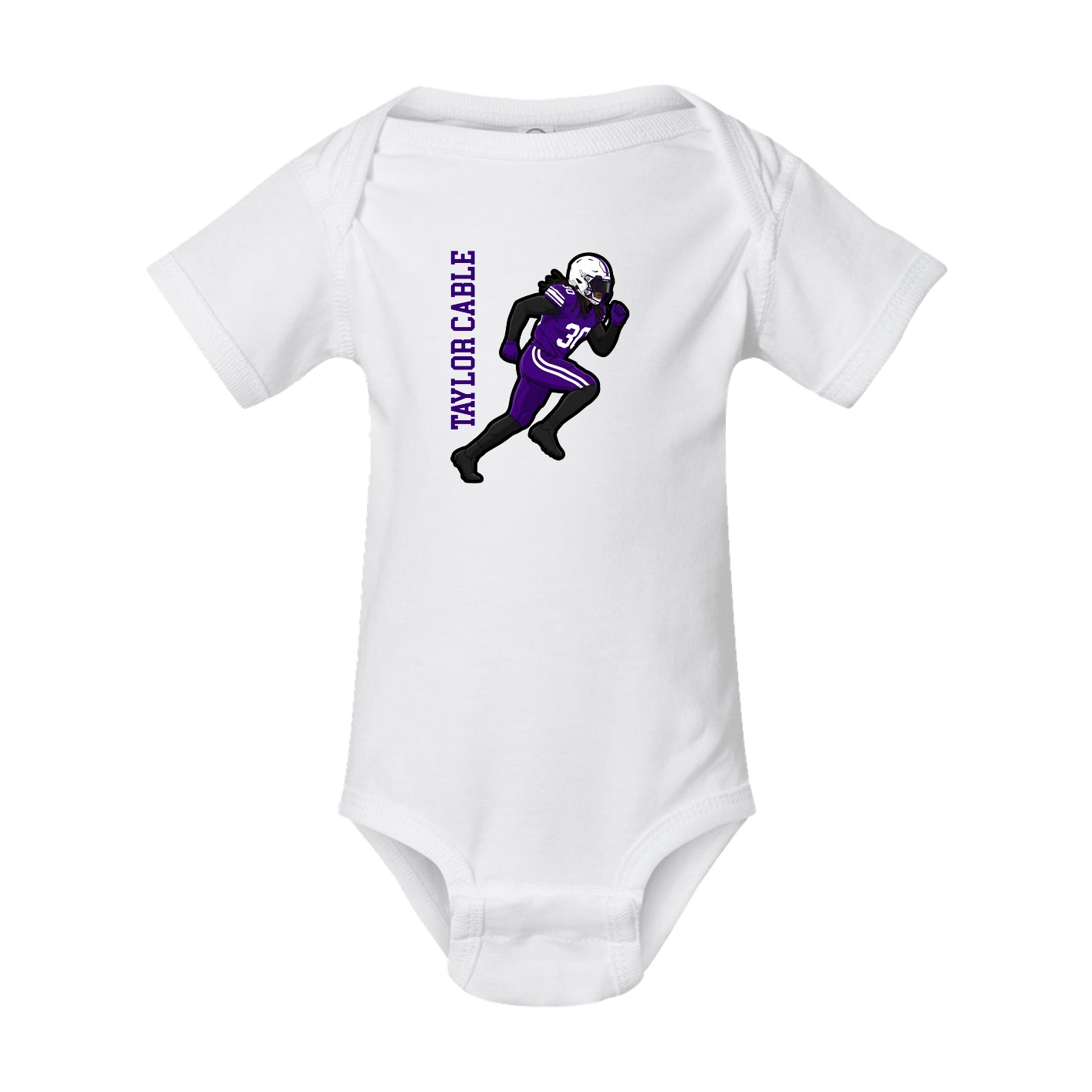 Baby Onesie — Name Vertical in White