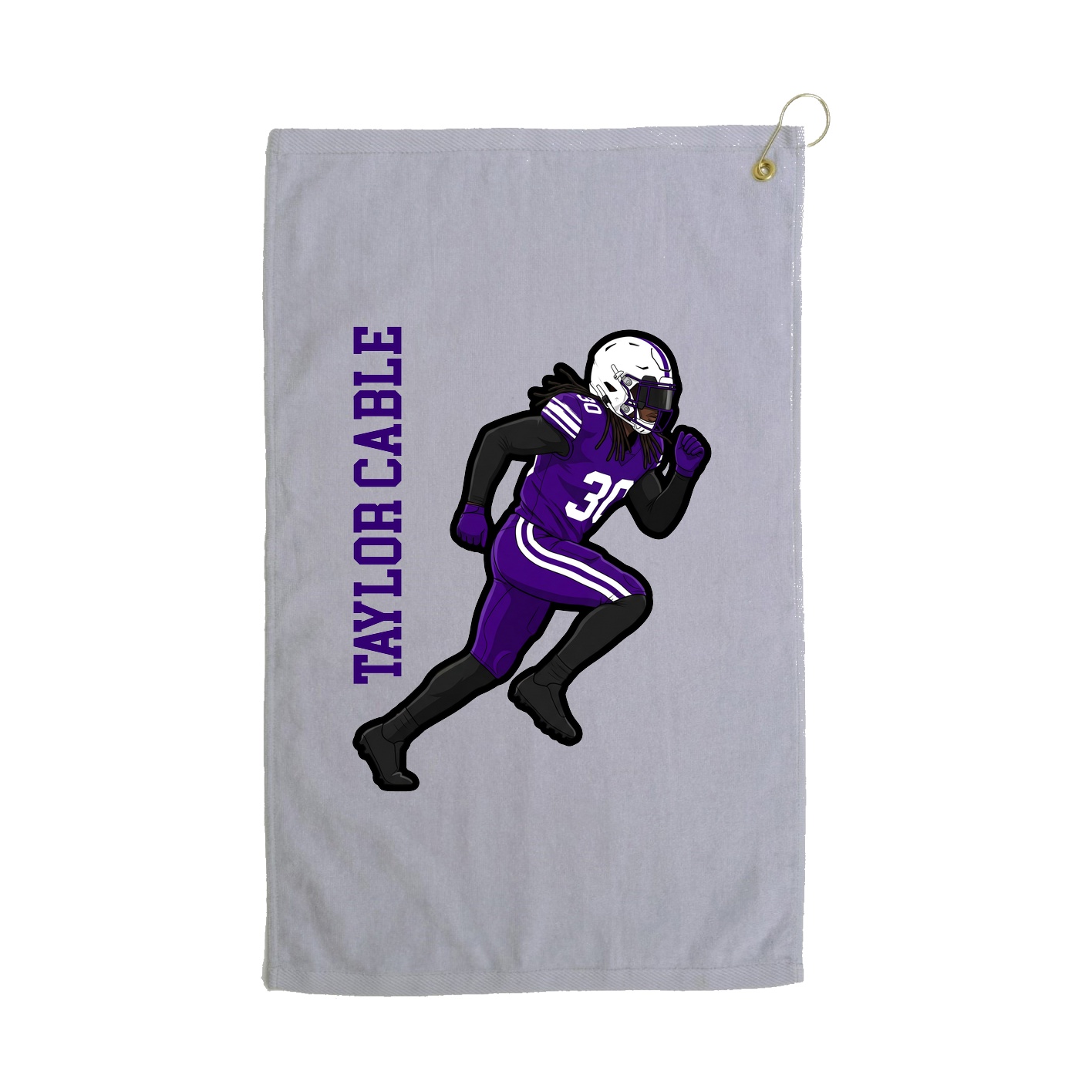 Golf Towel — Name Vertical in Grey