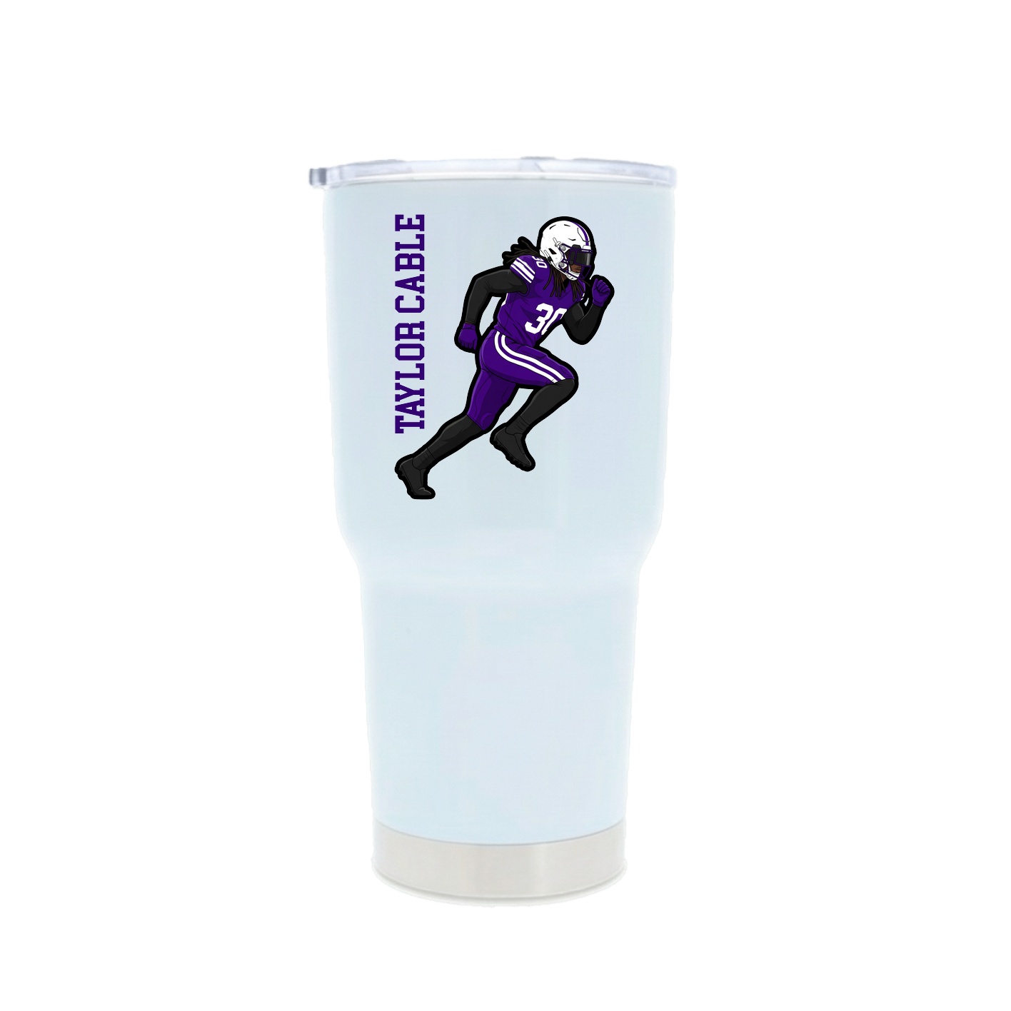 30oz Stainless Steel Tumbler — Name Vertical in White