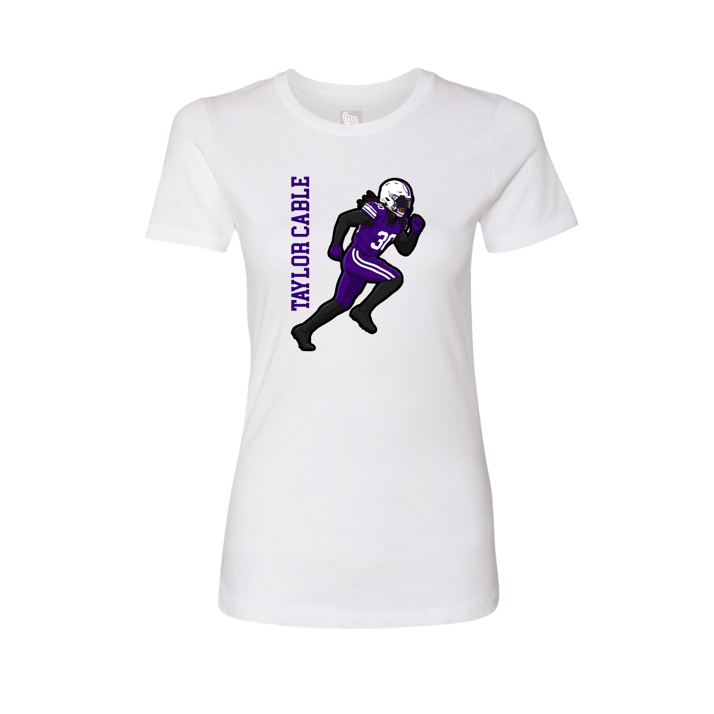 Fitted Women's Tee — Name Vertical in White