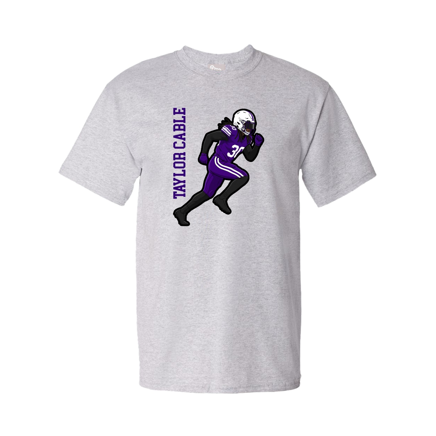 Youth Tee — Name Vertical in Grey