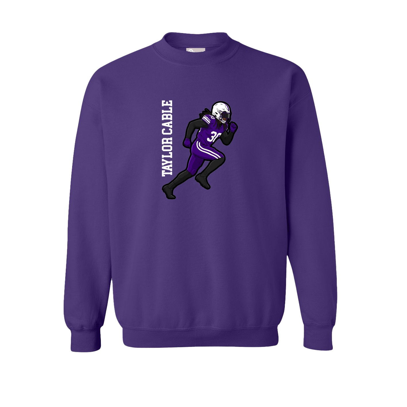 Fleece Crew — Name Vertical in Purple