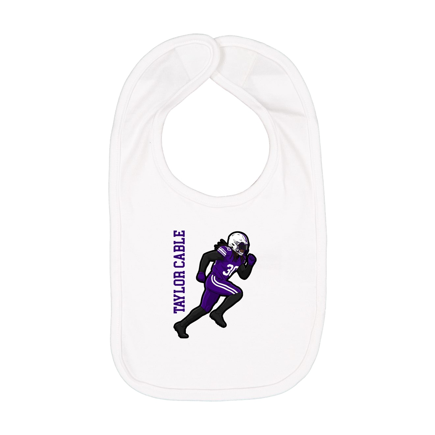 Infant Bib — Name Vertical in White