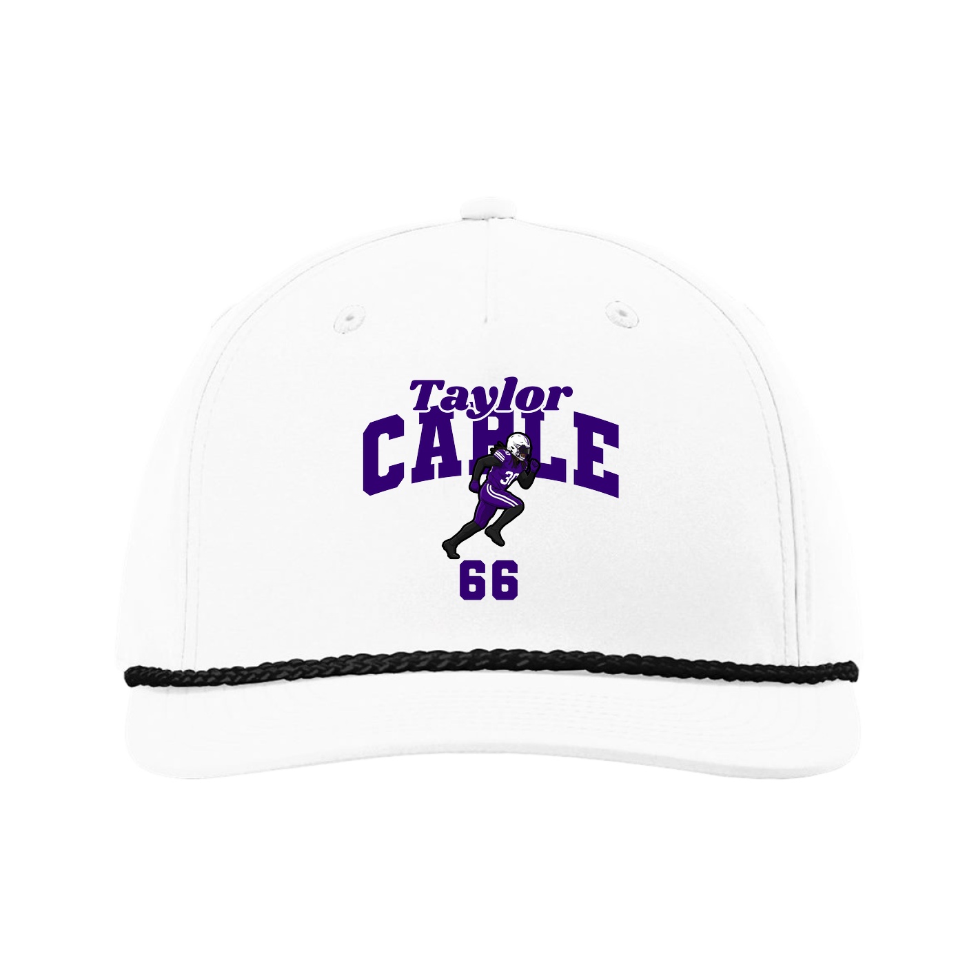 Five-Panel Classic Rope Cap — Signature Arch in White