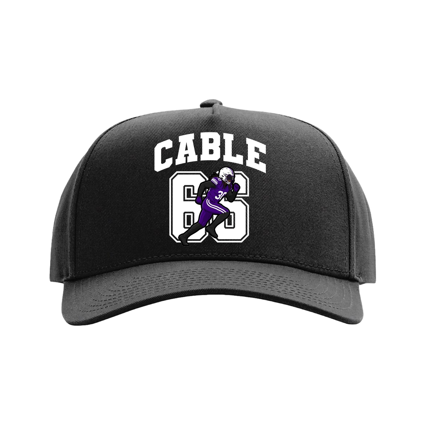 Full Fabric Five-Panel Champ Cap — Number in Black