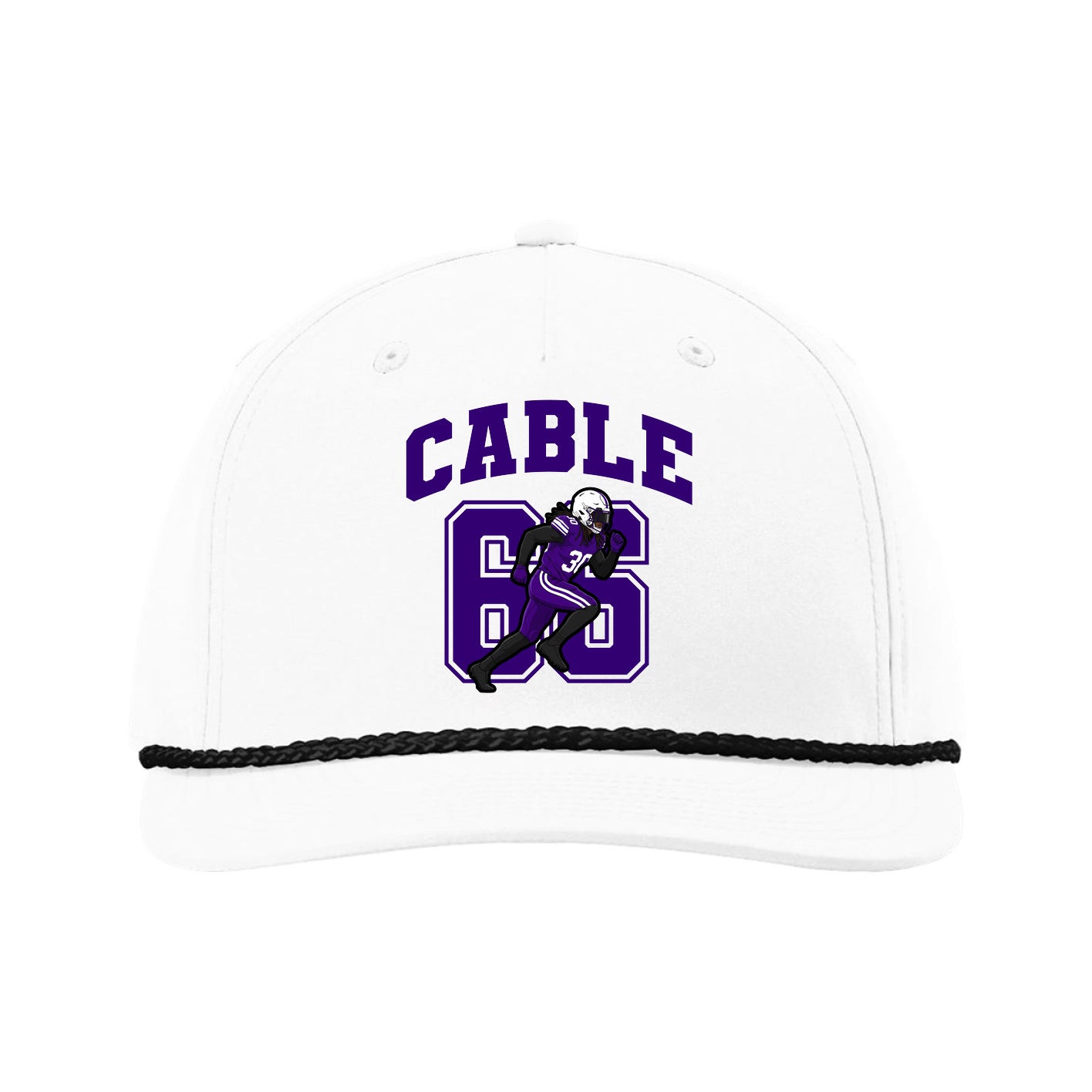 Five-Panel Classic Rope Cap — Number in White