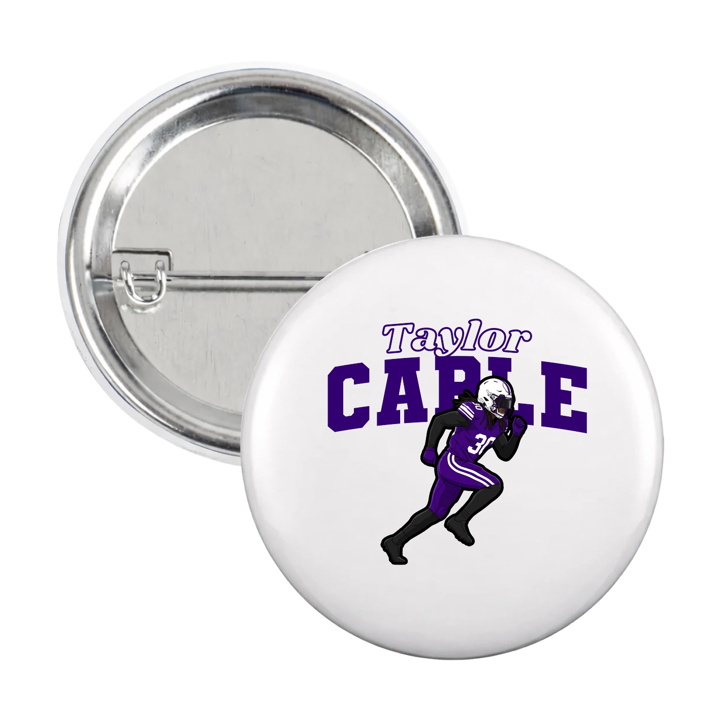 Game Day Button — Name Arch in White
