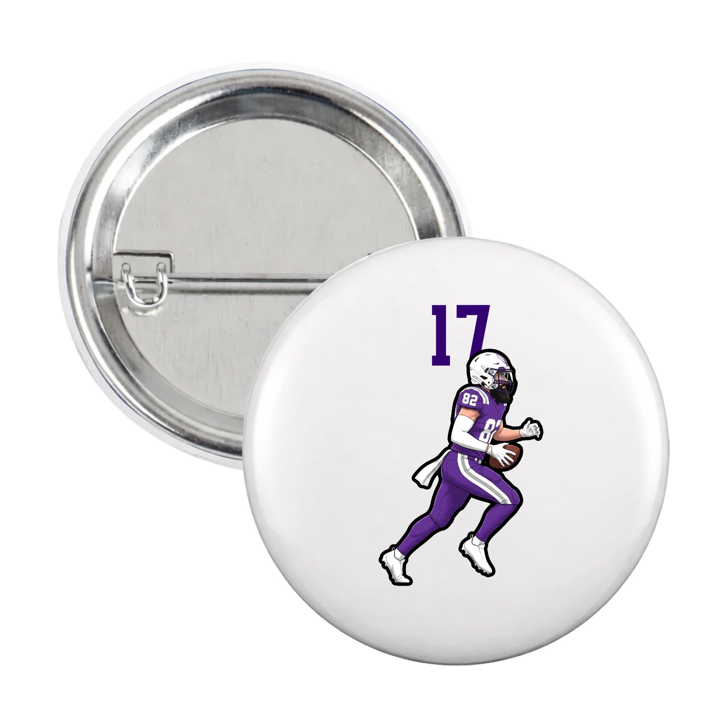 Game Day Button — Number Top in White