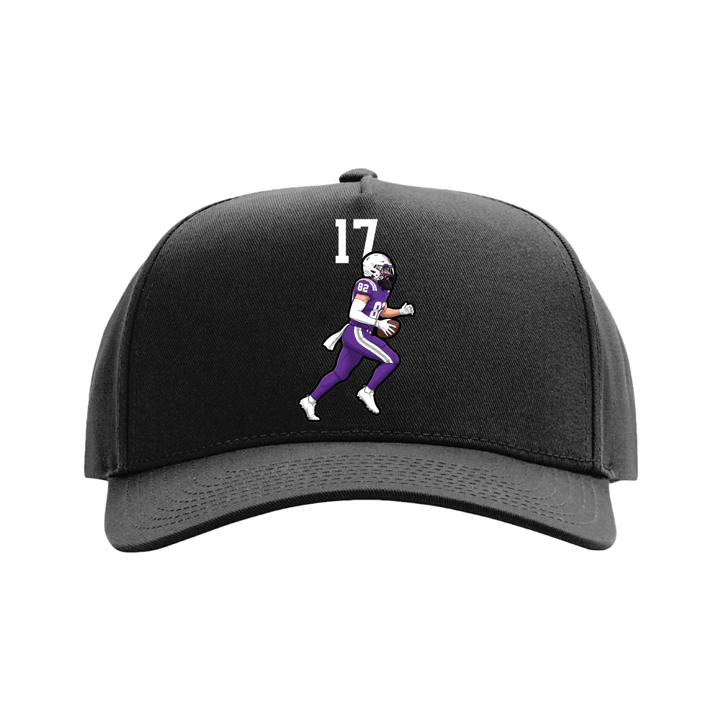 Full Fabric Five-Panel Champ Cap — Number Top in Black