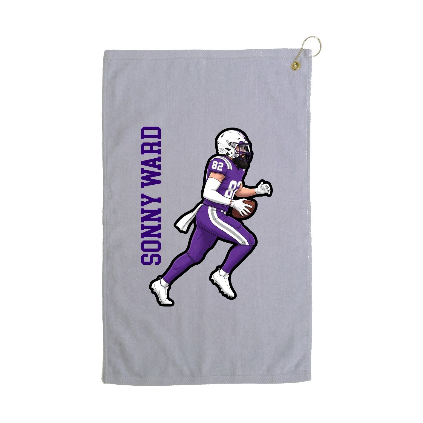 Golf Towel — Name Vertical in Grey