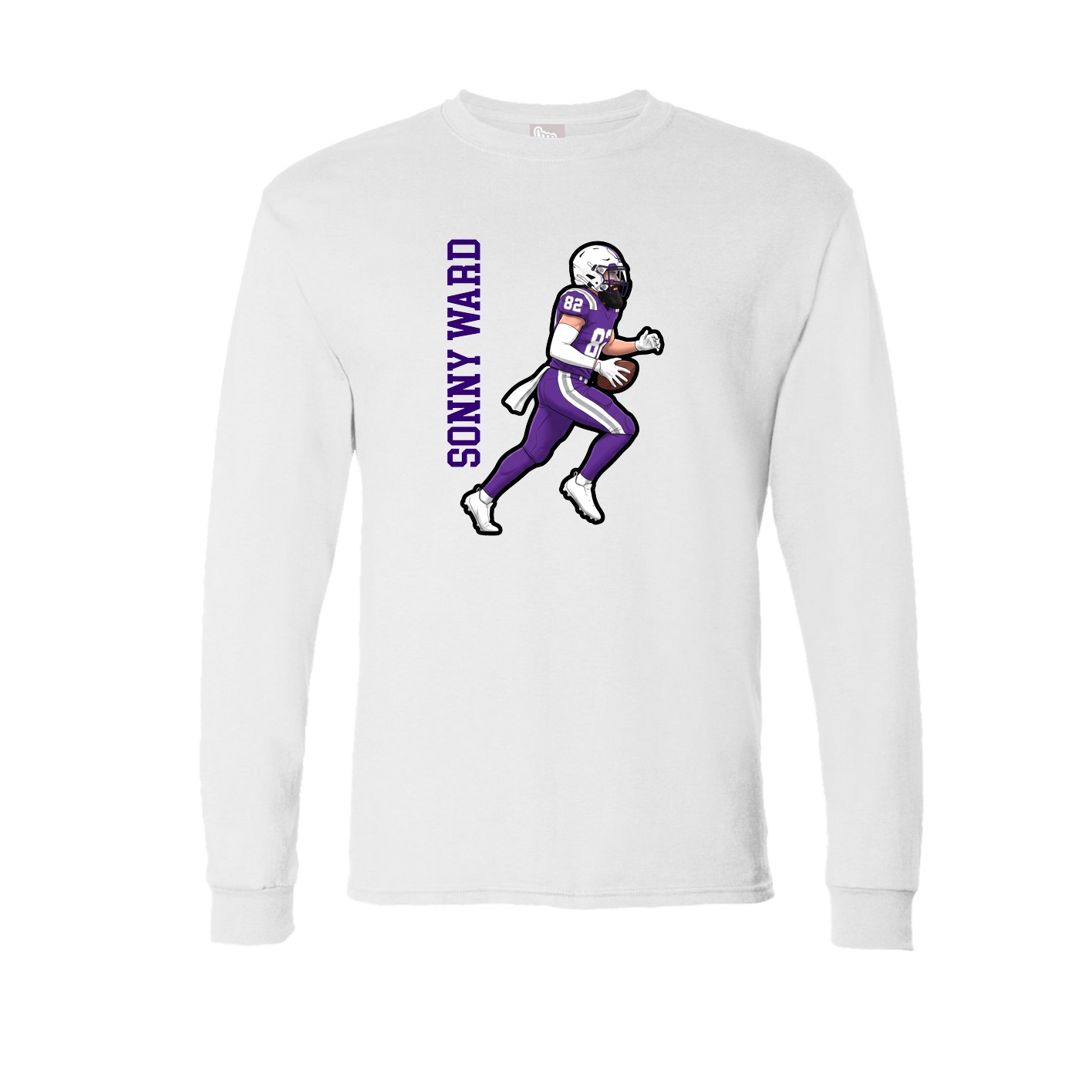 Long Sleeve Tee — Name Vertical in White