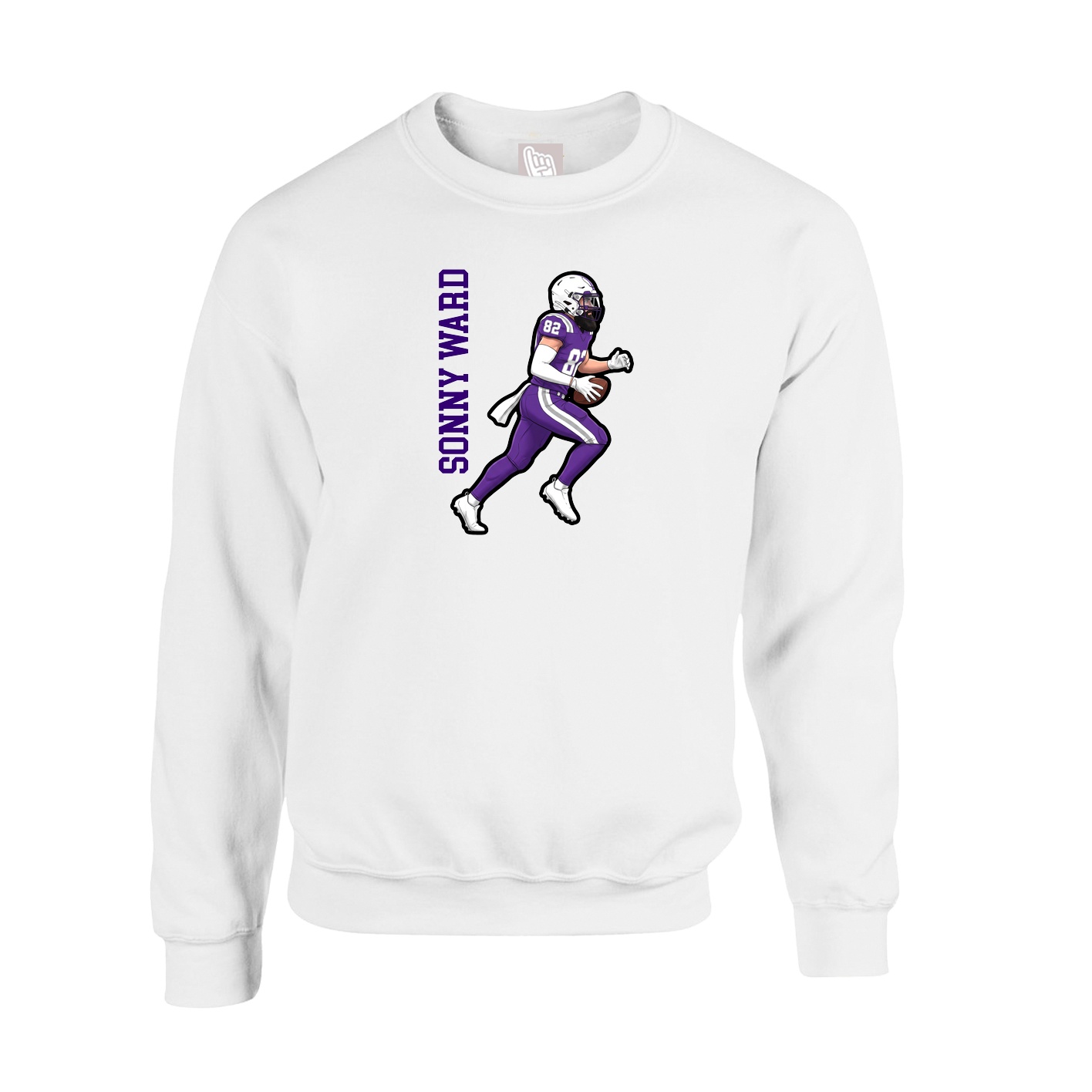 Fleece Crew — Name Vertical in White