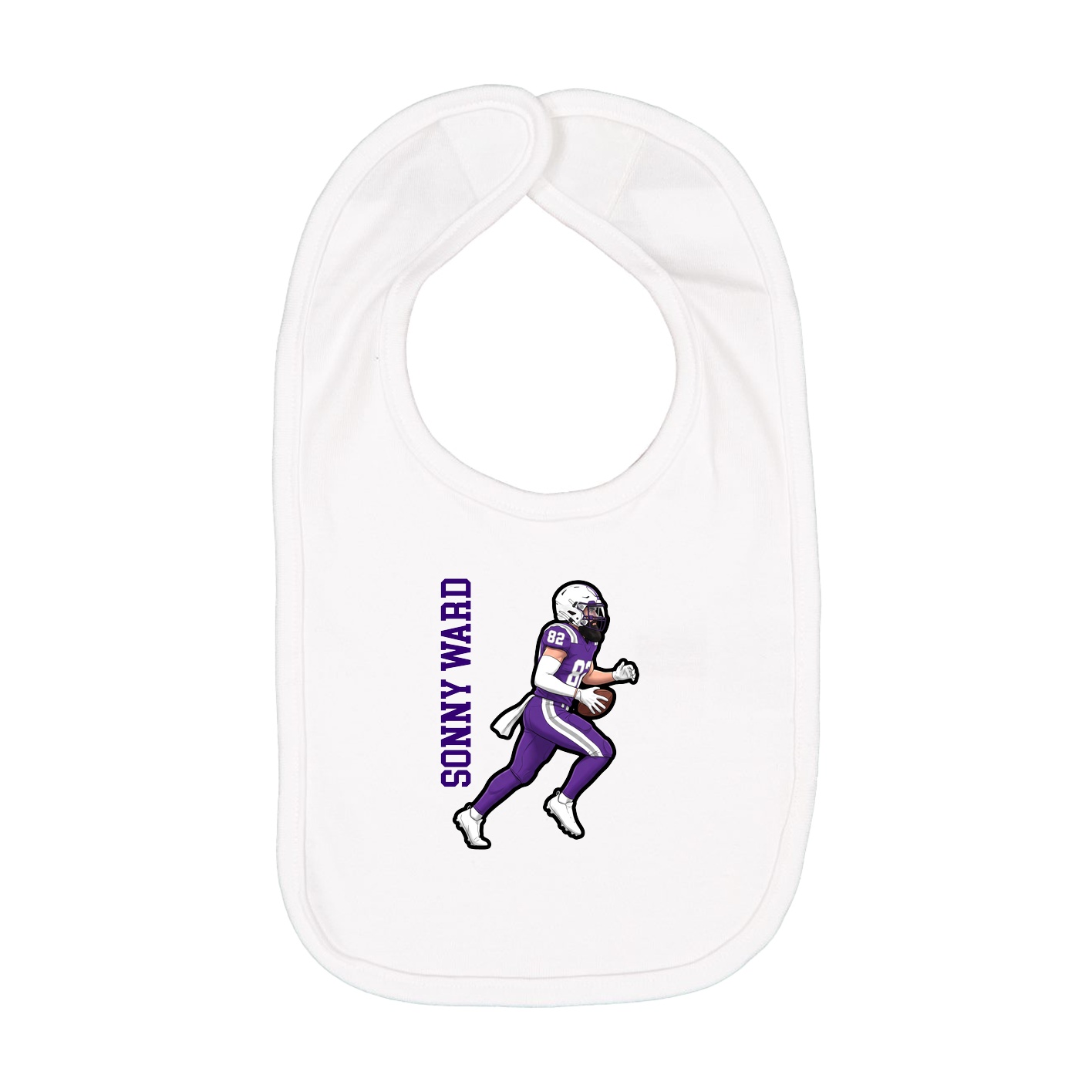 Infant Bib — Name Vertical in White