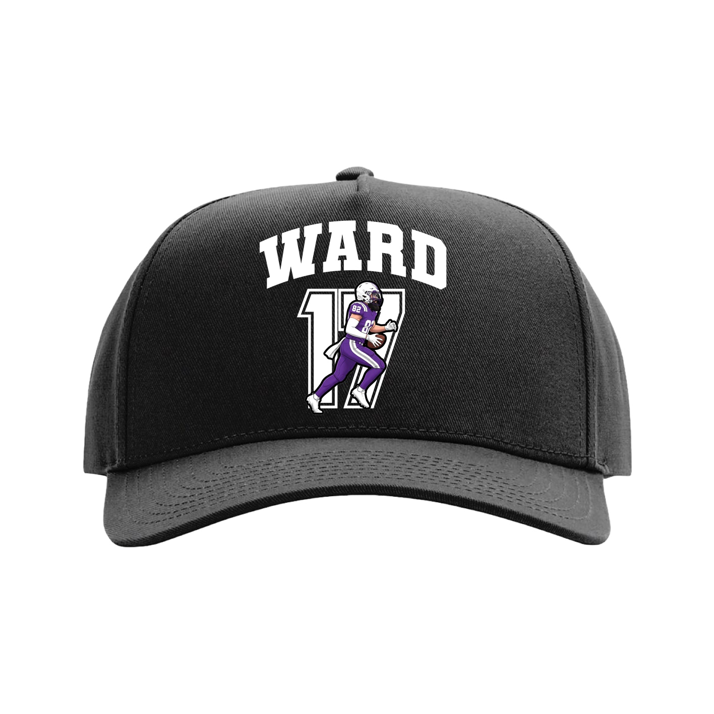 Full Fabric Five-Panel Champ Cap — Number in Black