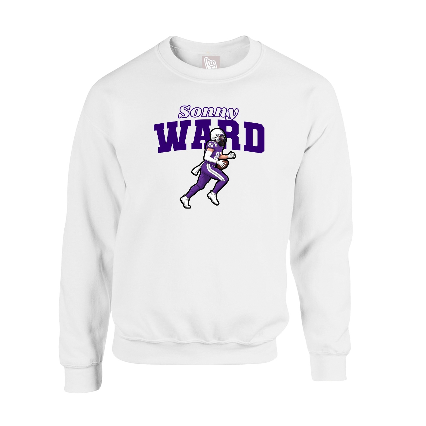Fleece Crew — Name Arch in White