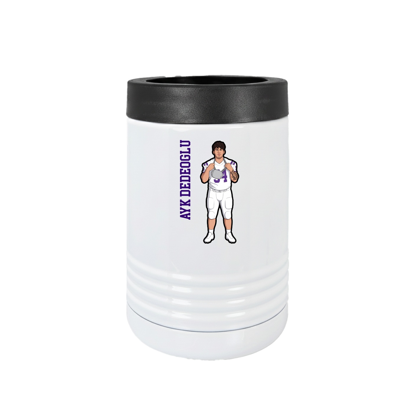 Beverage Holder — Name Vertical in White
