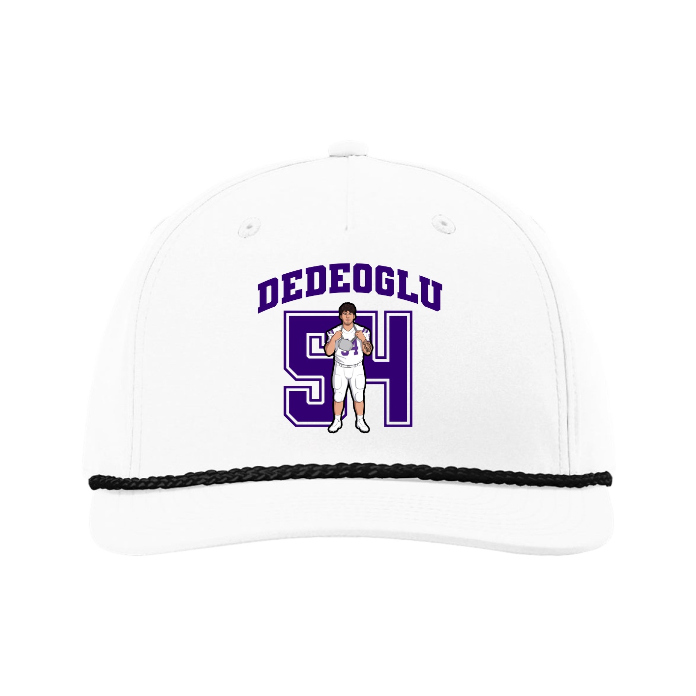 Five-Panel Classic Rope Cap — Number in White