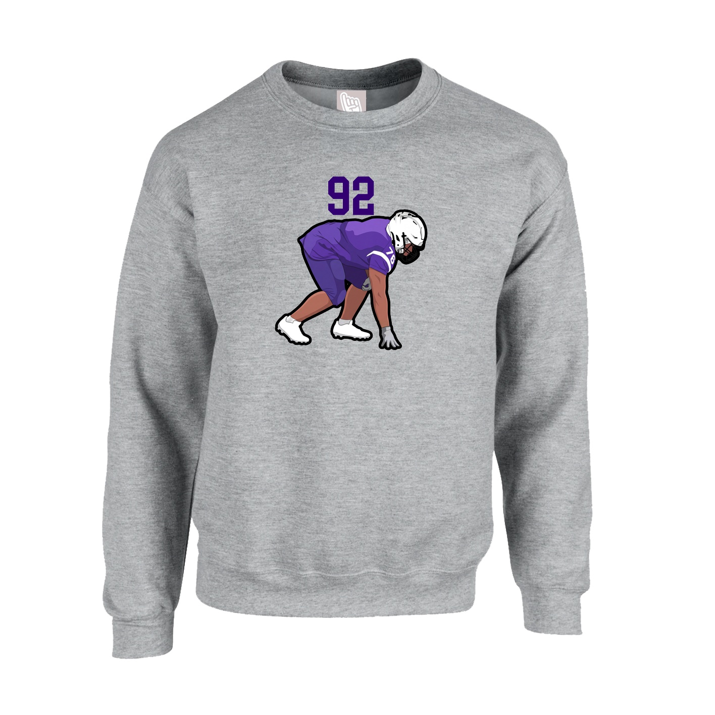 Fleece Crew — Number Top in Grey