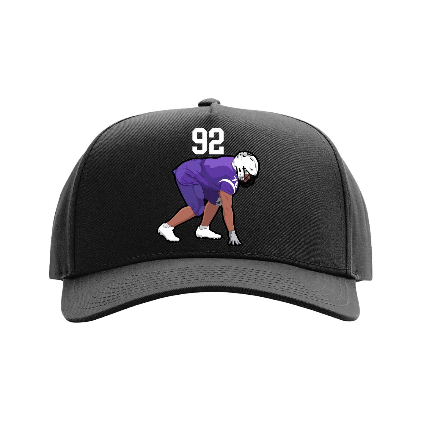 Full Fabric Five-Panel Champ Cap — Number Top in Black