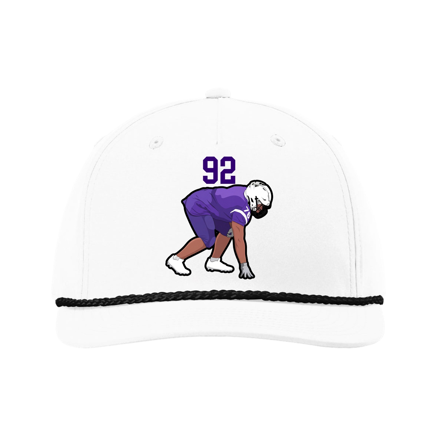 Five-Panel Classic Rope Cap — Number Top in White