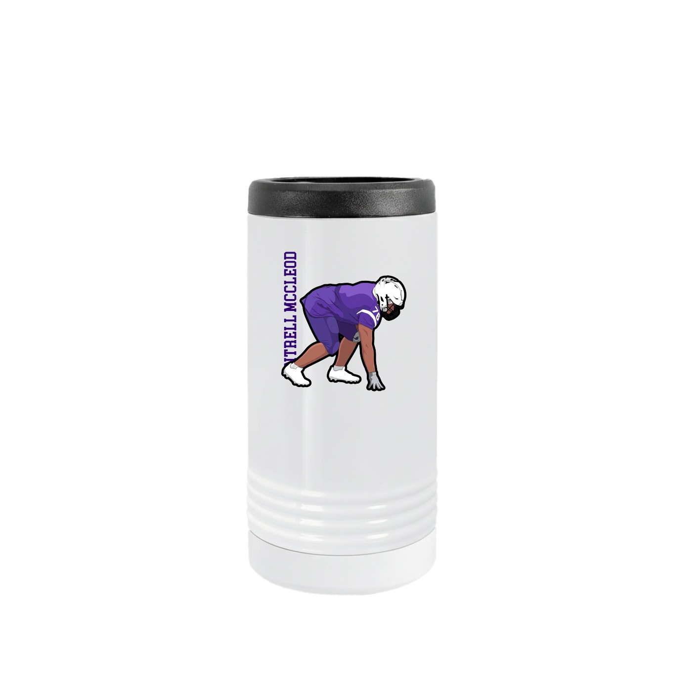 Slim Beverage Holder — Name Vertical in White