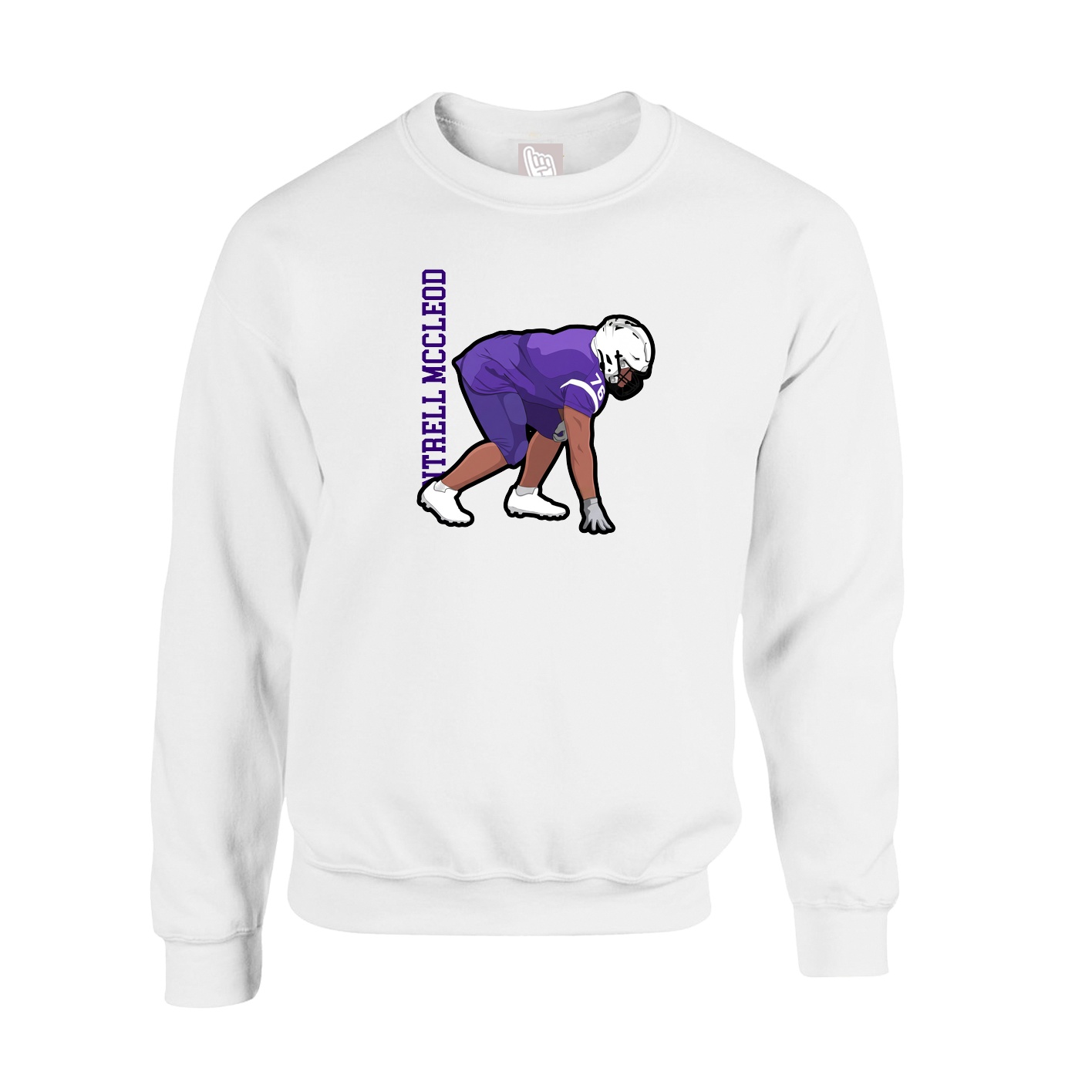 Fleece Crew — Name Vertical in White