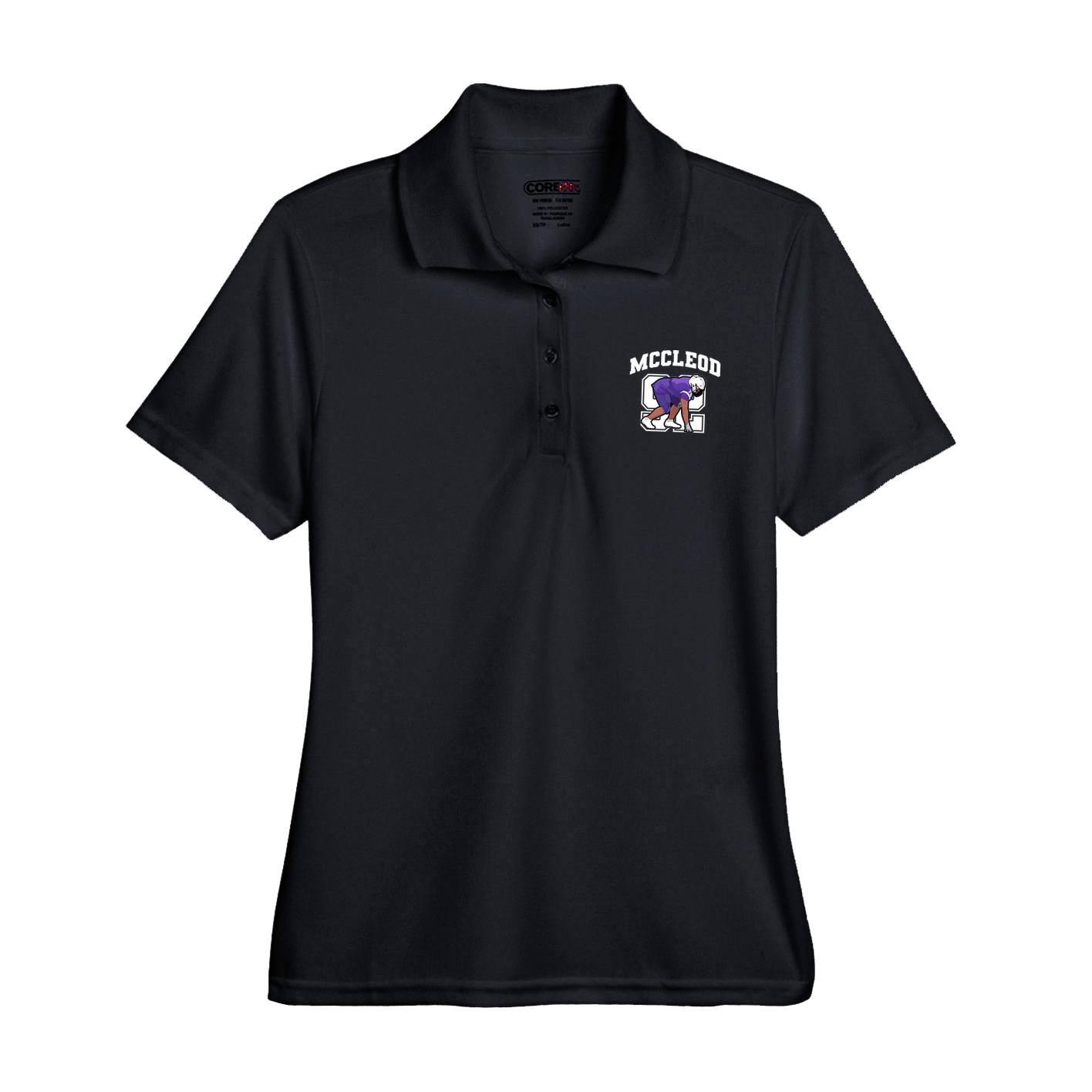 Womens Performance Polo — Number in Black