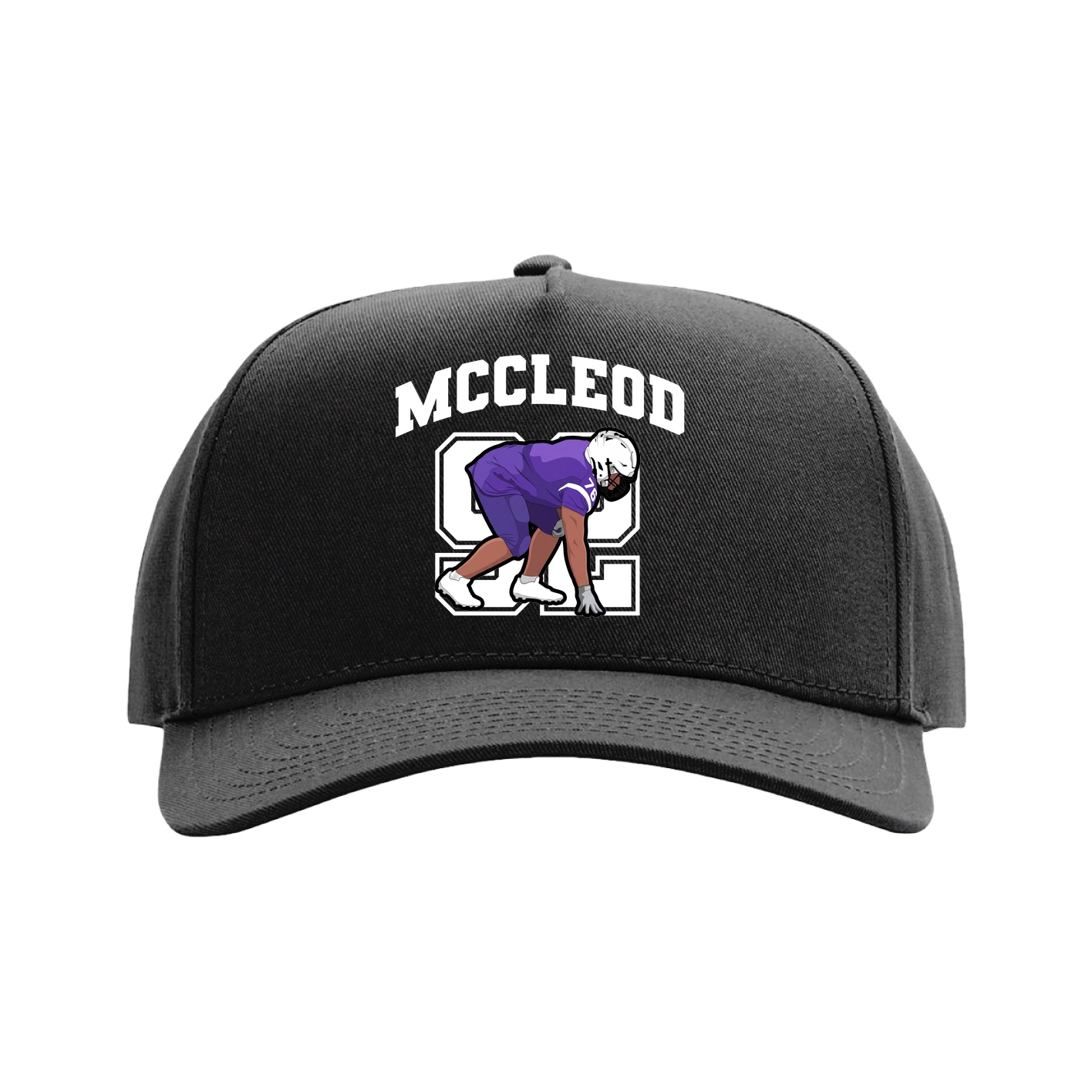Full Fabric Five-Panel Champ Cap — Number in Black