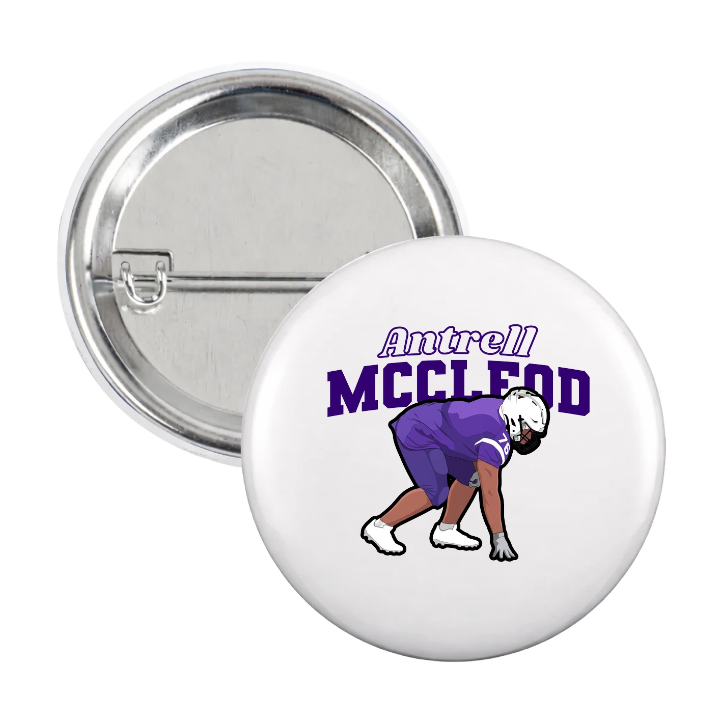 Game Day Button — Name Arch in White