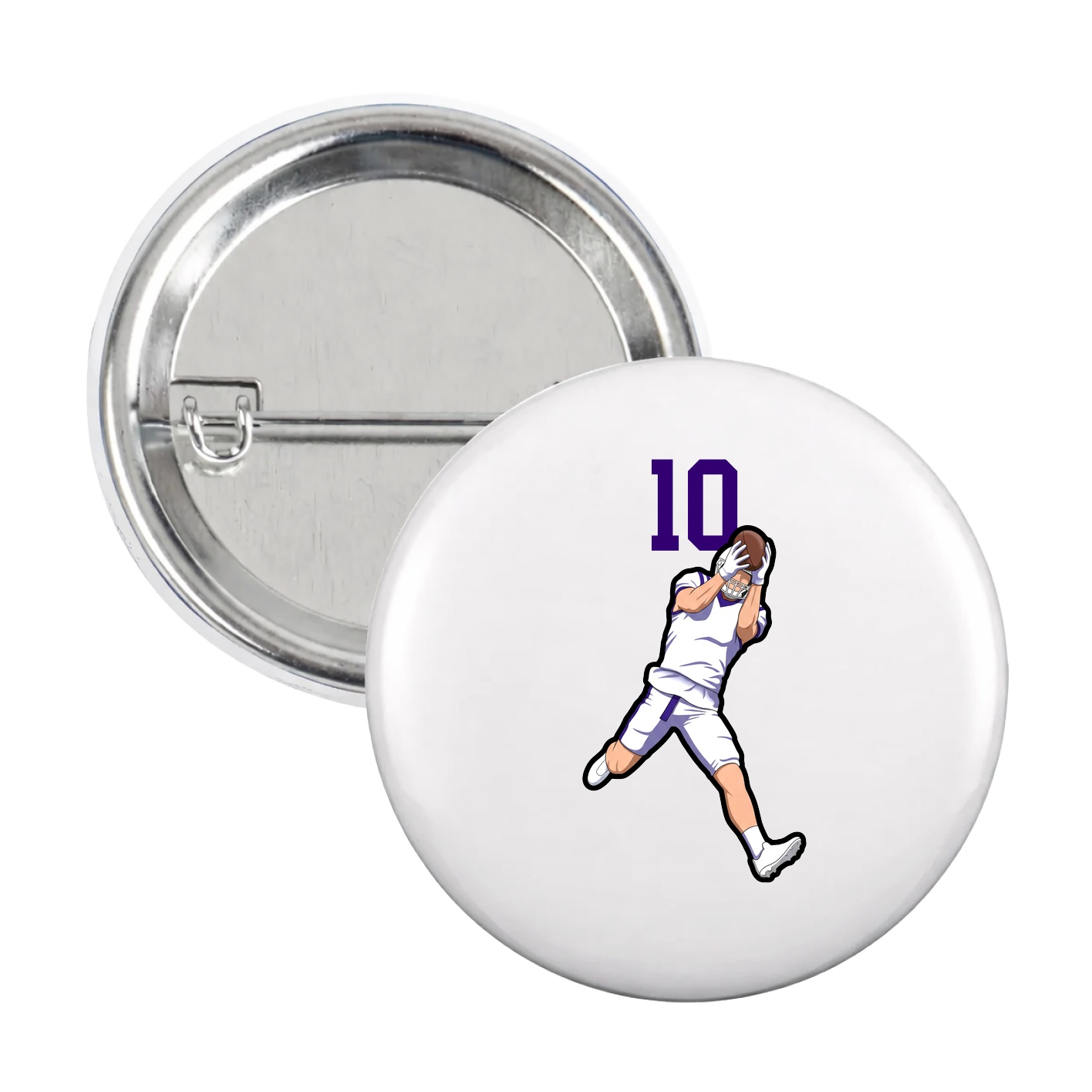 Game Day Button — Number Top in White