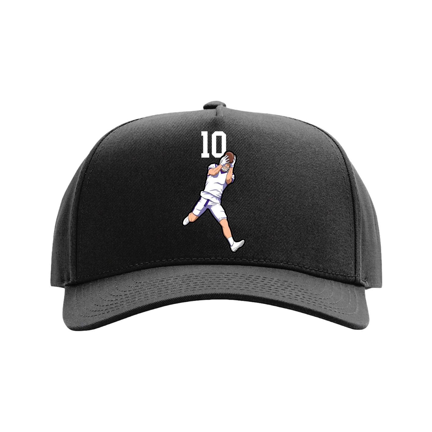 Full Fabric Five-Panel Champ Cap — Number Top in Black