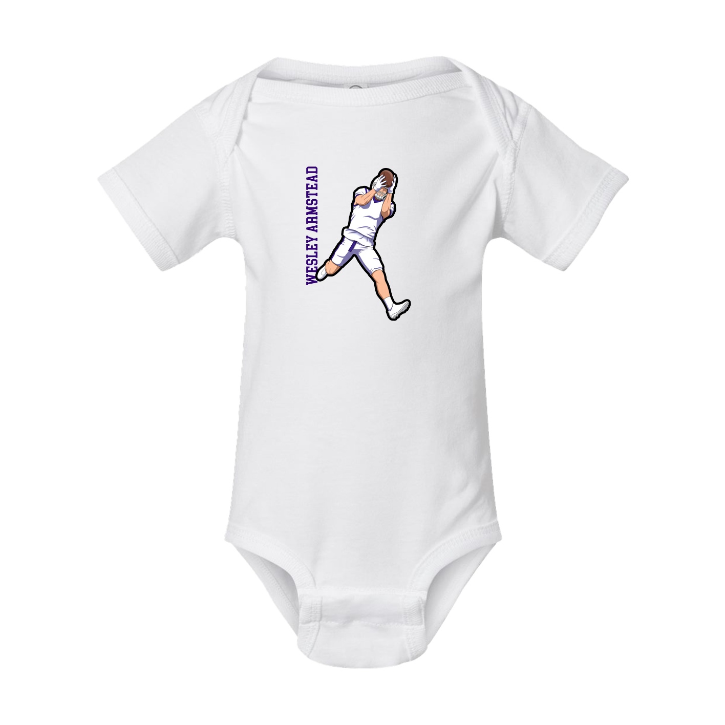 Baby Onesie — Name Vertical in White
