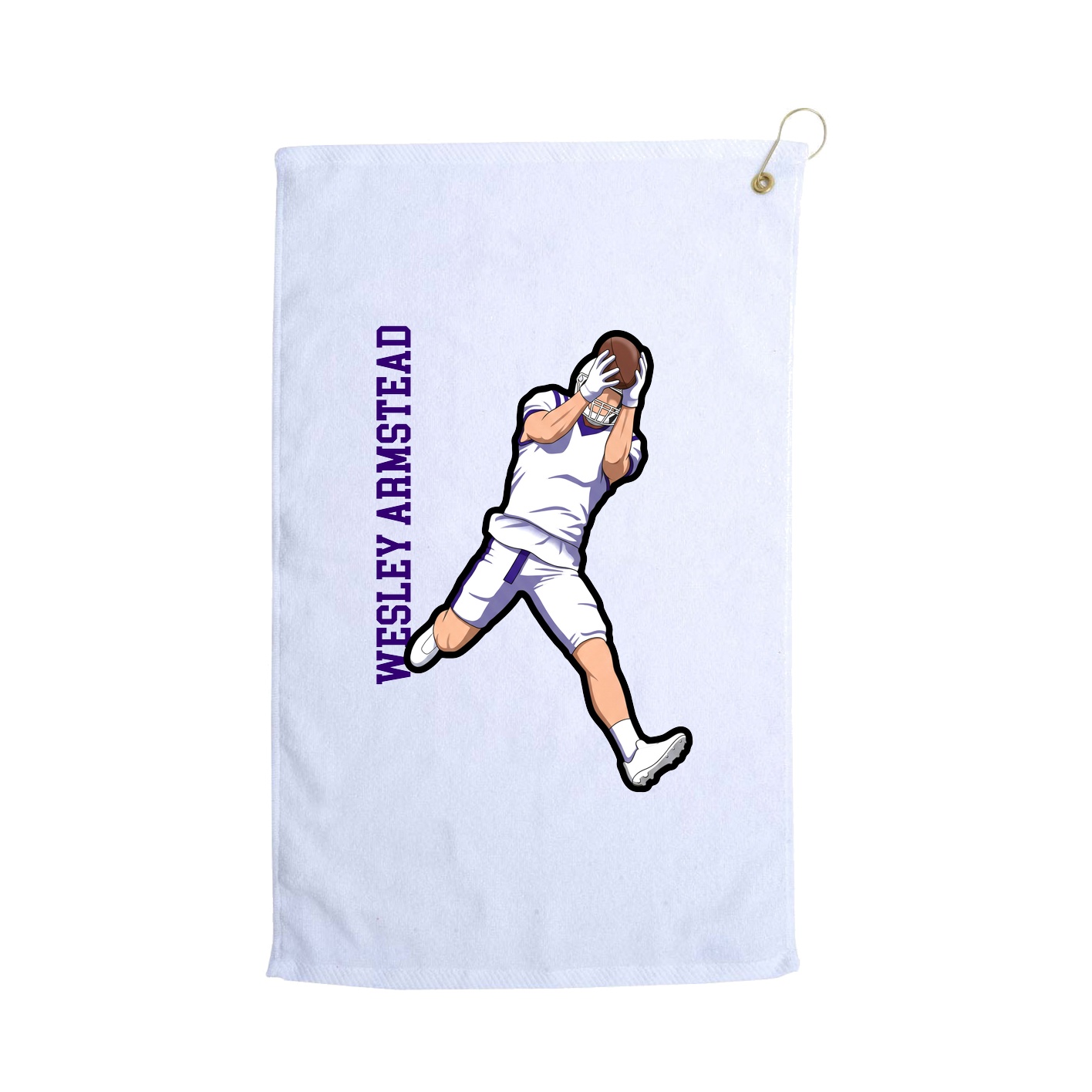 Golf Towel — Name Vertical in White