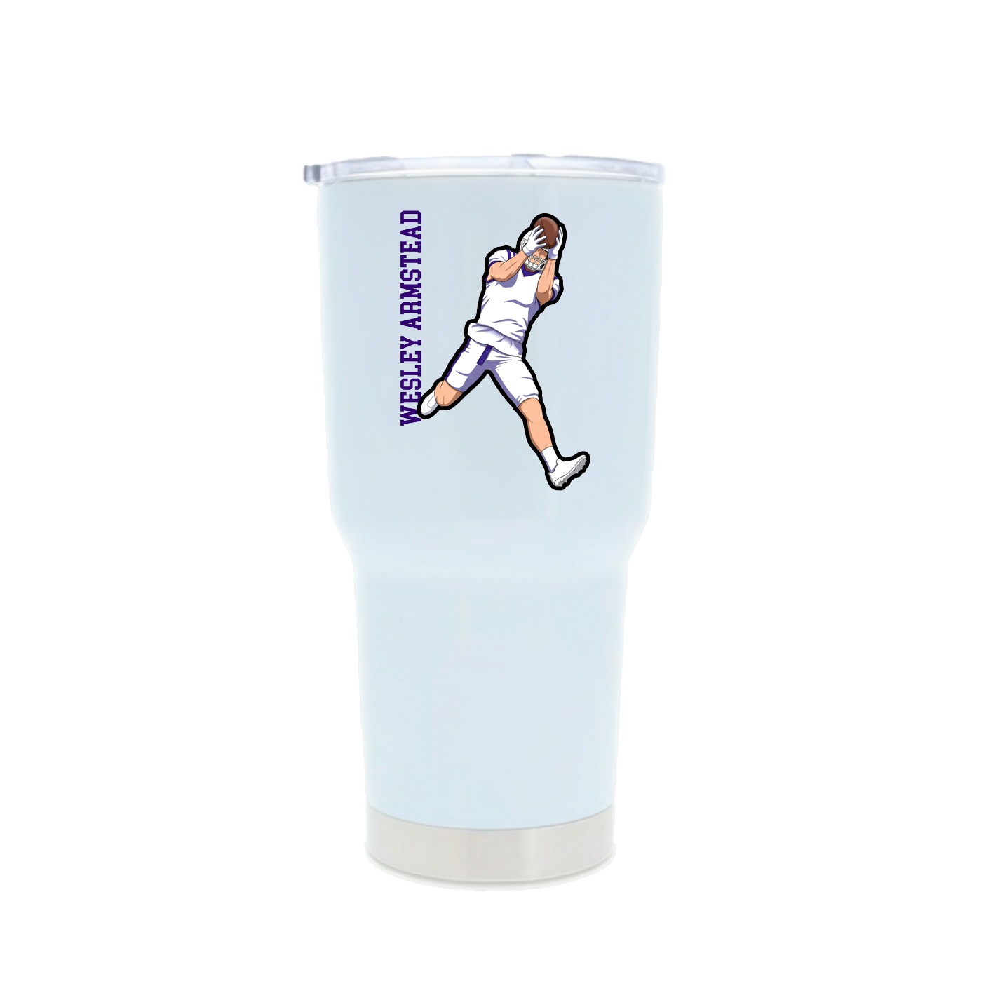 30oz Stainless Steel Tumbler — Name Vertical in White