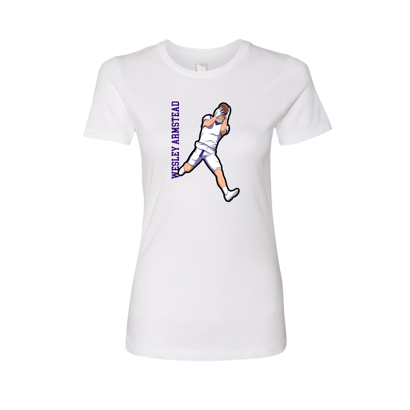 Fitted Women's Tee — Name Vertical in White