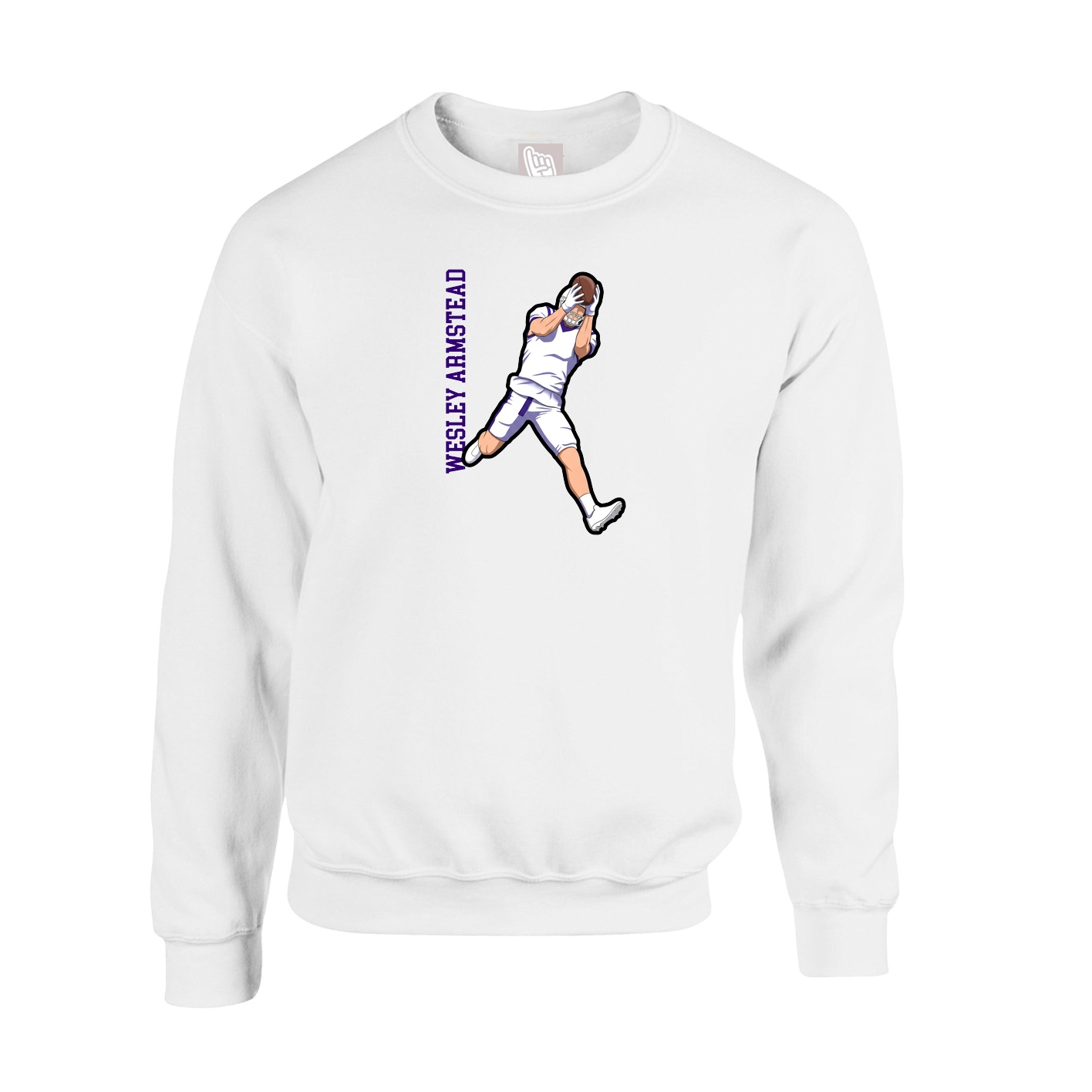 Fleece Crew — Name Vertical in White