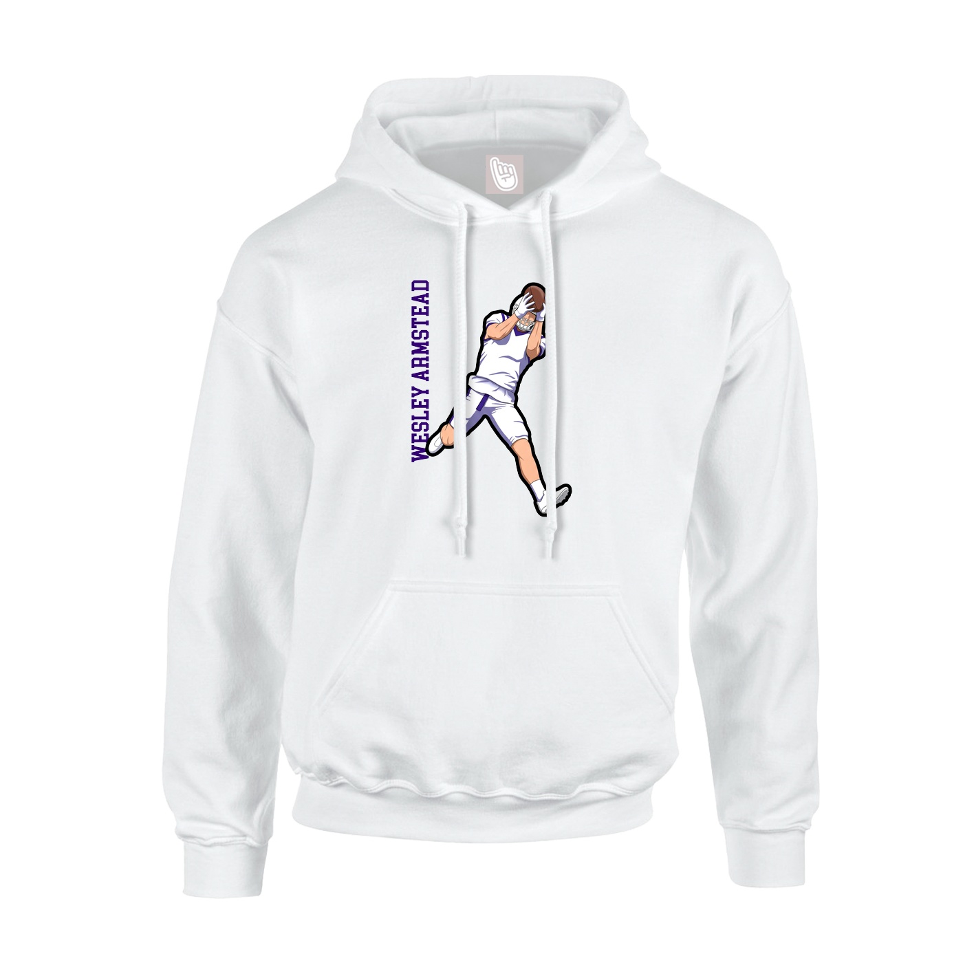 Youth Hoodie — Name Vertical in White