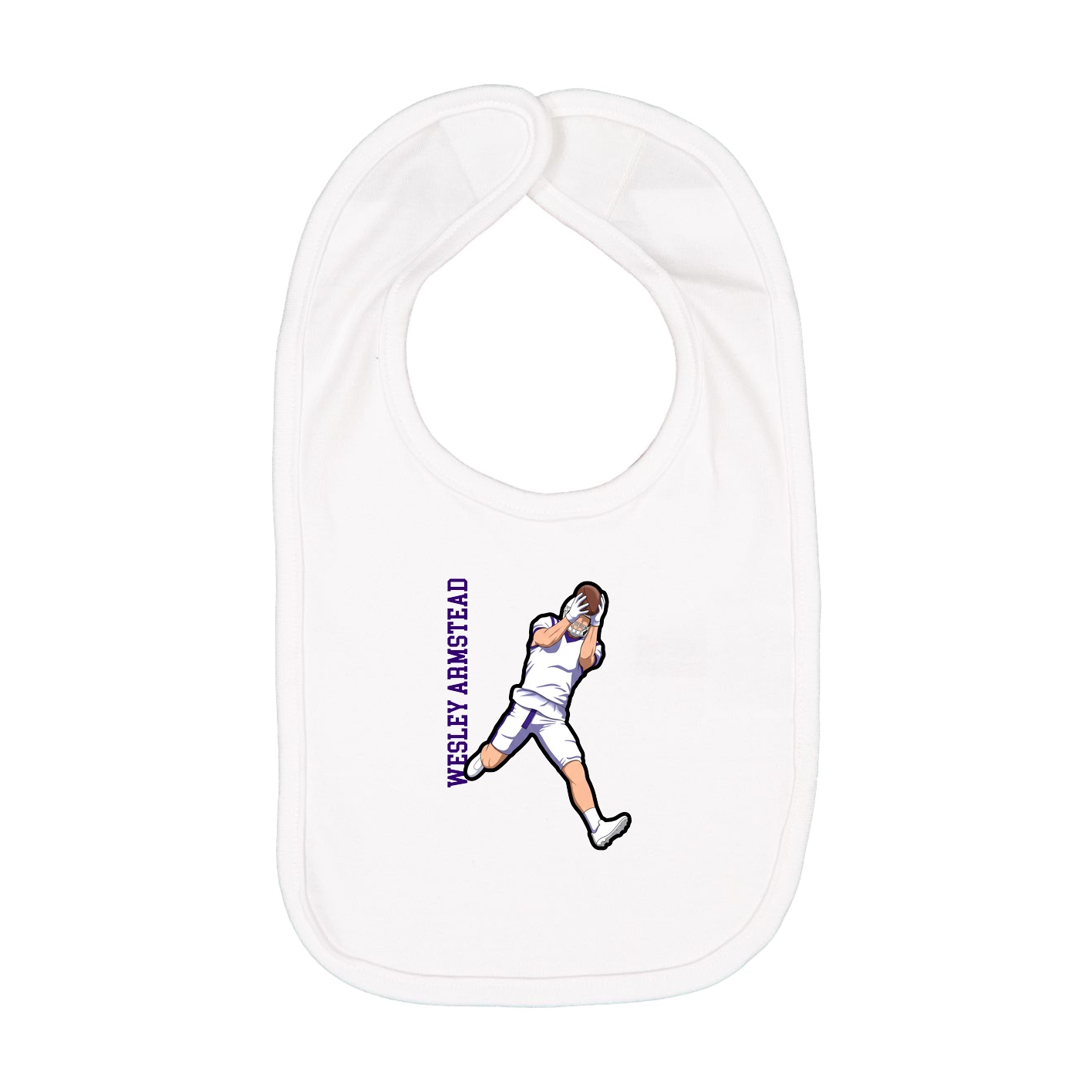 Infant Bib — Name Vertical in White