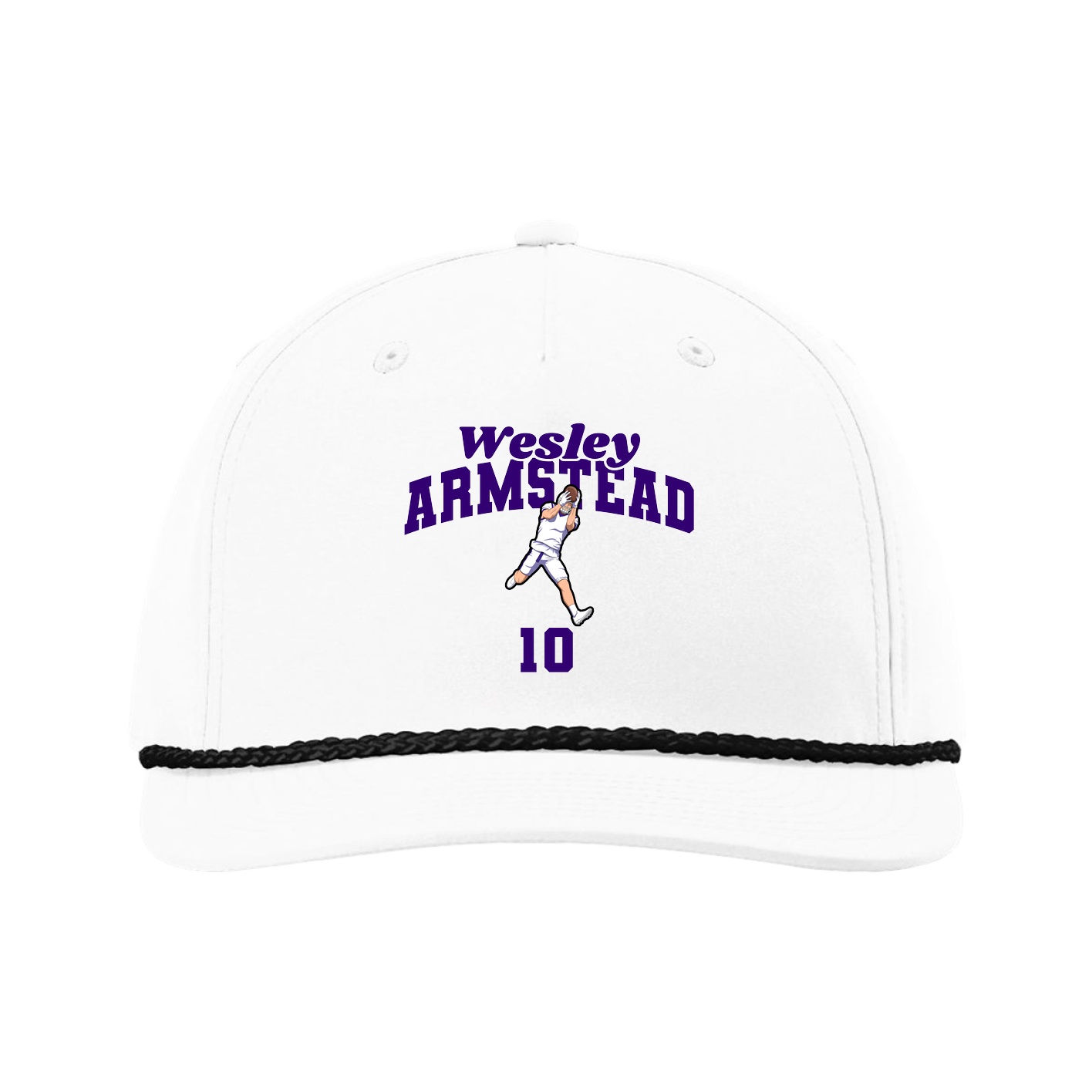 Five-Panel Classic Rope Cap — Signature Arch in White